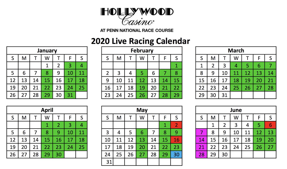 PA_HBPA's tweet photo. A look at the @HollywoodPenn live racing schedule - we're running 3 nights a week, tonight through the end of February.  And we're running 4 nights a week in March and April! https://t.co/zD8oejZj9h