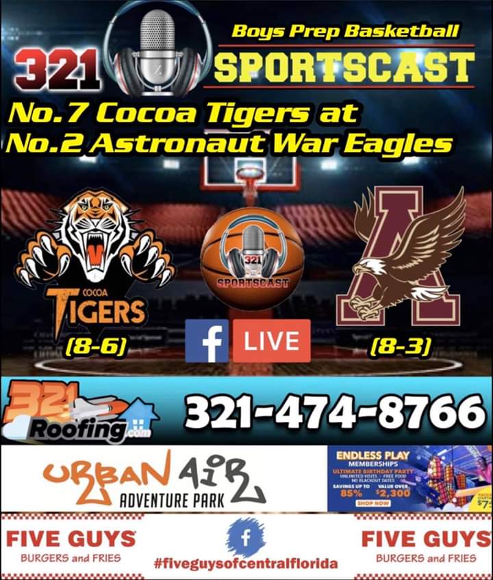 321sportscast's tweet photo. 321SPORTSCAST WATCH LIVE BOYS PREP BASKETBALL: @CocoaHighSchool AT @AstronautHoops
Join #321Sportscast as the No.7 Cocoa Tigers travel to face the No.2 Astronaut War Eagles live stream 7:30. #prepsports #basketball #brevardcounty https://t.co/RNDueIjJqv