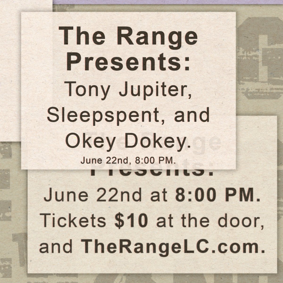 🚨🚨🚨SHOW ANNOUNCEMENT🚨🚨🚨
We're excited to host <a href="/okeydokeyband/">Okey Dokey</a> with special guests Tony Jupiter and <a href="/sleepspentband/">Sleepspent</a> on June 22nd at 8:00 PM. 
Tickets $10 at the door and online. 
We hope to see you all for an amazing show!🎙