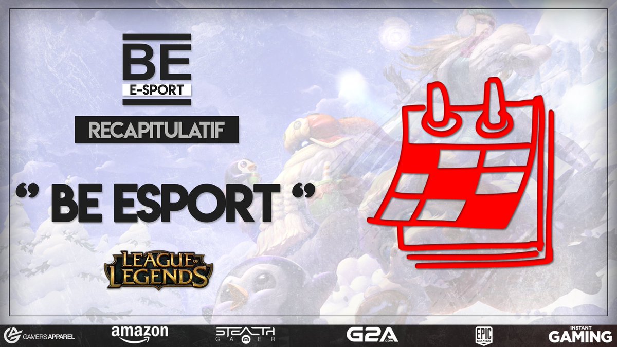 🏆 RECAPITULATIF 🏆

EQUIPE : BE ESPORT (LOL)

MOIS : Décembre 2019

JOUEUR : @BE_Weverne

• 3x 1er ➔ KING OF FRELJORD ( @Glory4GamersFR )

• 4x 1er 1x 2e ➔ EUW TRN ( <a href="/Woduels/">World of Duels</a> )

• 5e ➔ NICECACTUS CUP X-MAS EDITION ( <a href="/NicecactusFR/">NicecactusFR</a> )

#BeSquad