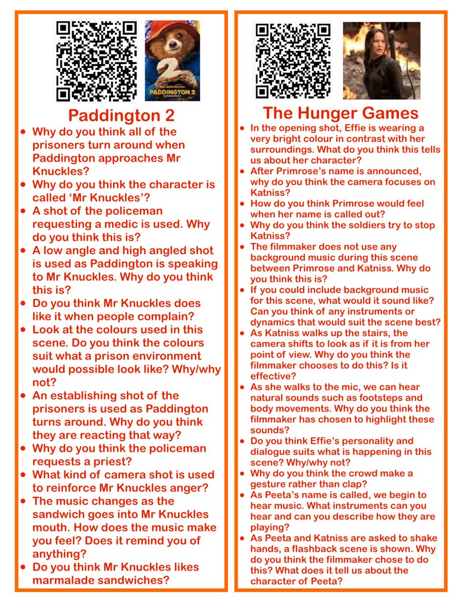 MissLMacDonald's tweet photo. I absolutely adore using Film in the classroom 🎥❤️ I created a follow up set of Film Literacy QR Code Bookmarks, with a particular focus on the 3 C’s and 3 S’s! 🍿 #FilmLiteracy #DigiLearnGla #DigiLearnScot https://t.co/PZBMTB9t2r