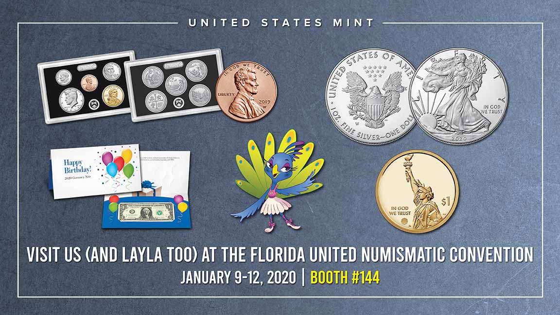 usmint's tweet image. Visit the U.S. Mint and @USMoneyfactory this week in #Orlando at the Orange County Convention Center! Attendees will have the opportunity to purchase products, meet "Mighty Minter” Layla, visit our education table, and more. usmint.gov/news/upcoming-… #FUN2020 @ANACoins