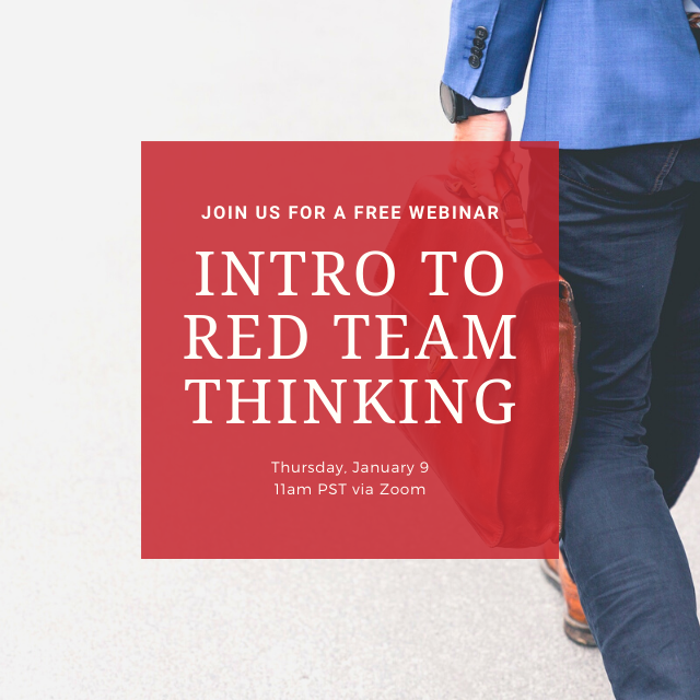 redteamthinking's tweet photo. Are you joining us tomorrow for the Intro to #redteamthinking webinar? After the intro, we’ll open to Q&A - ask us anything! We still have spots available. Register here: https://t.co/7RA3LVKsC6
#thinkingleader #criticalthinking #strategy #leadership https://t.co/ftugd3kd36