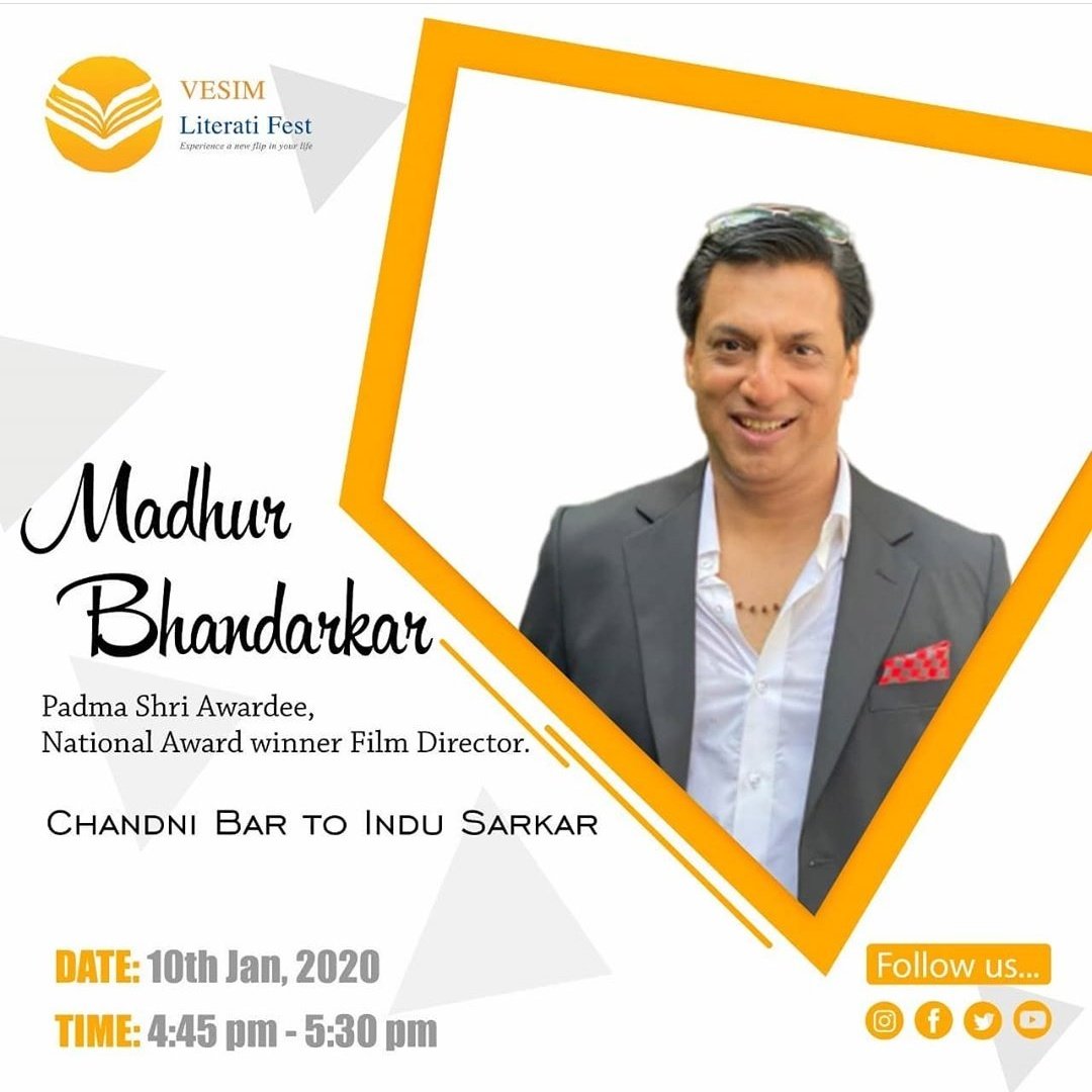 <a href="/VESIMLitFest/">vesimliteratifest</a> is back with many big names on the Panel this year
It's our honor to have <a href="/imbhandarkar/">Madhur Bhandarkar</a> on board
Join us on 10th &amp; 11th Jan 2020

#VesimLitFest #VLF #NameItLikeBollywood #ChhapaakOnBMS #Literature <a href="/ZoomTV/">@zoomtv</a> <a href="/MissMalini/">MissMalini</a> #Tanahji #Bollywoodistan #BollywoodStars #LitFest