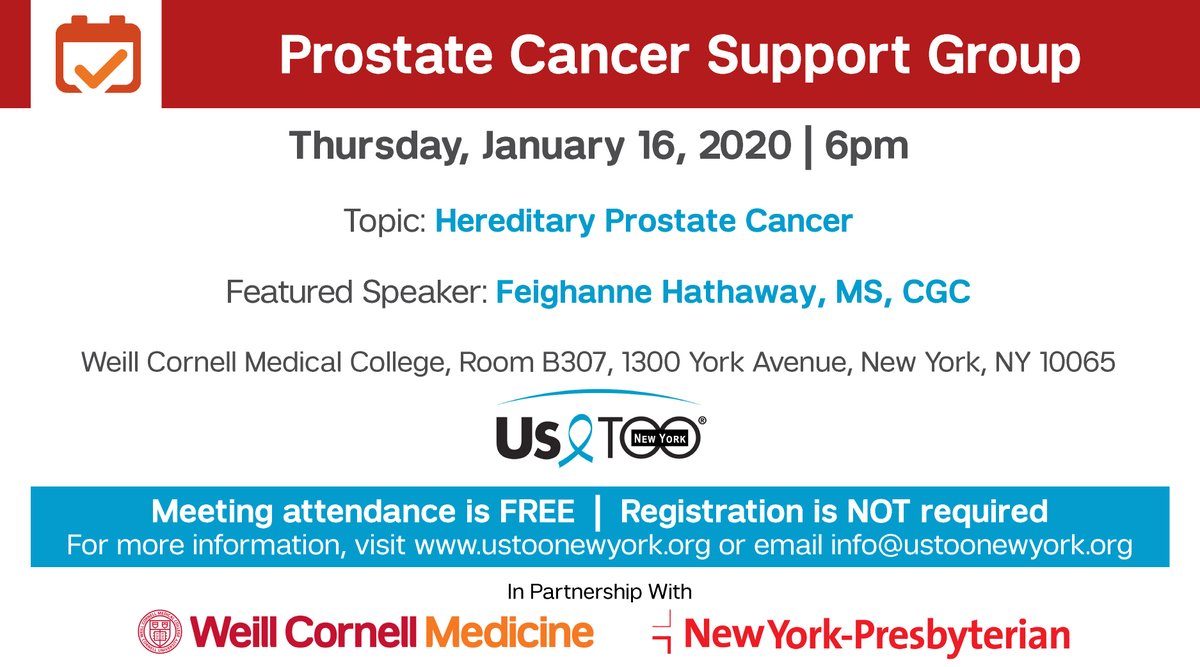 WCM GU Cancer (@wcmgucancer) on Twitter photo Learn the ins and outs of #prostatecancer #genetictesting at the next <a href="/UsTOOHQ/">Us TOO International</a> #supportgroup meeting. Learn the ins and outs of #prostatecancer #genetictesting at the next <a href="/UsTOOHQ/">Us TOO International</a> #supportgroup meeting.