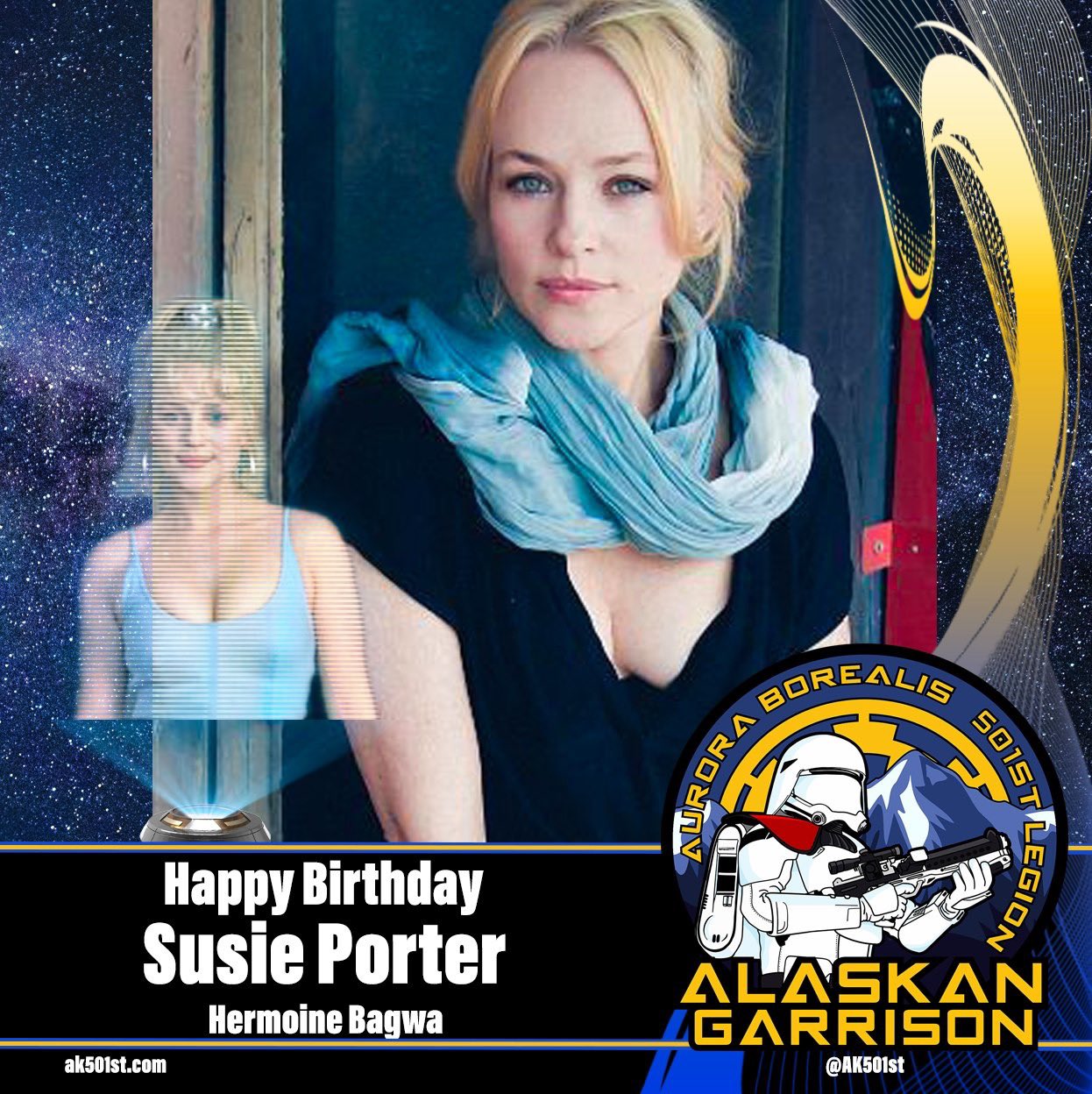 The Alaskan Garrison would like to wish Susie Porter a very happy birthday!   