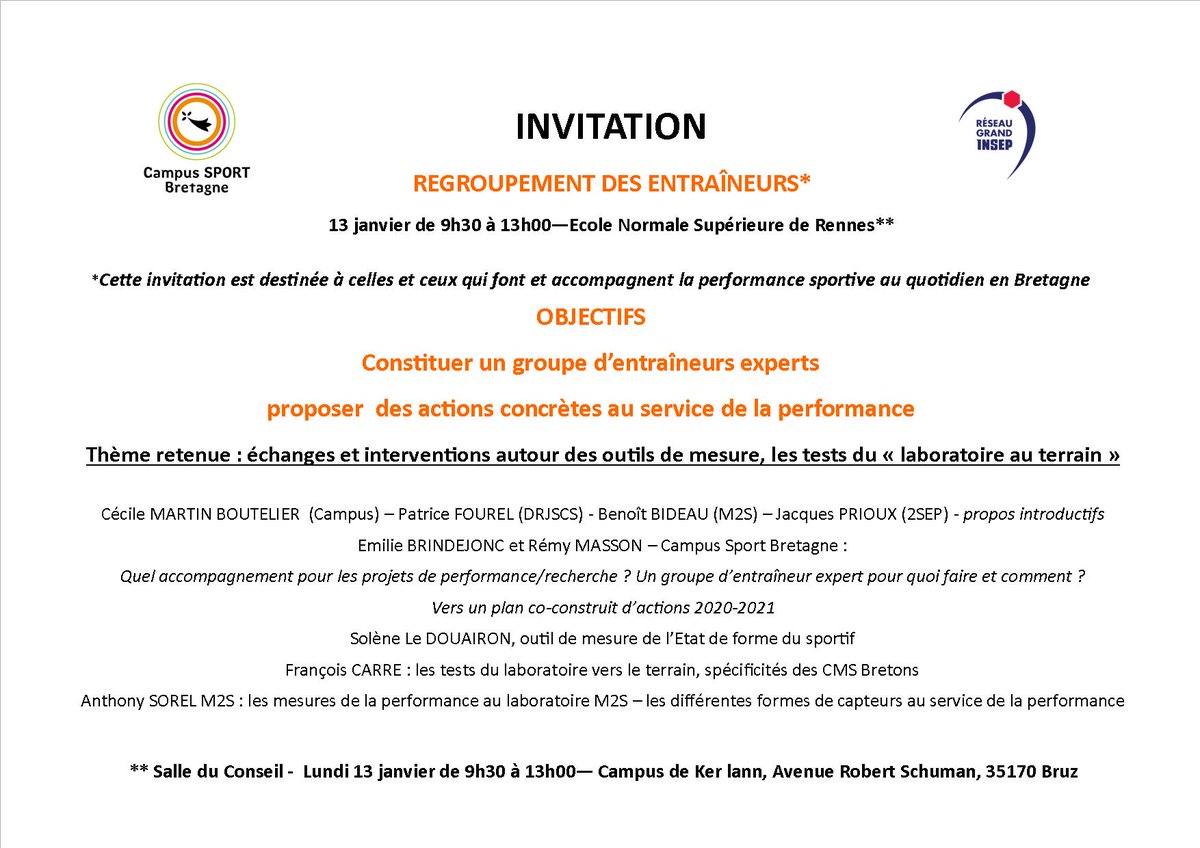 sportbretagne's tweet photo. Le @CampusSportBzh organise un regroupement d'entraîneurs https://t.co/UHAXWB5nLi