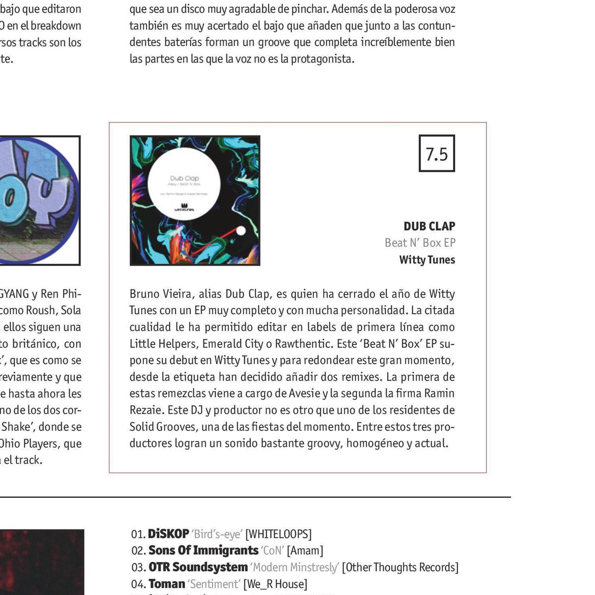 Avesie (@avesie) on Twitter photo Nice feature in the latest <a href="/DJMagEs/">DJMag España</a> (I think)
#Dubclap’s 'Beat 'N Box EP' with remixes from myself and <a href="/RaminRezaie_UK/">ʀᴀᴍɪɴ ʀᴇᴢᴀɪᴇ</a>! 🔥
Out now on <a href="/WittyTunes/">Witty Tunes</a> 🙌
(Feel free to translate it for me) Nice feature in the latest <a href="/DJMagEs/">DJMag España</a> (I think)
#Dubclap’s 'Beat 'N Box EP' with remixes from myself and <a href="/RaminRezaie_UK/">ʀᴀᴍɪɴ ʀᴇᴢᴀɪᴇ</a>! 🔥
Out now on <a href="/WittyTunes/">Witty Tunes</a> 🙌
(Feel free to translate it for me)