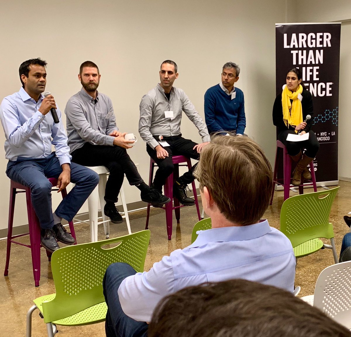 BioLabsNY's tweet image. Currently at Biolabs@NYULangone: resident companies @solvuu  @RedesignScience Deck Therapeutics and C2i Genomics chat with managing director Nishta Rao about our space (and what they’re doing in it). Another great @LaunchBio event!
