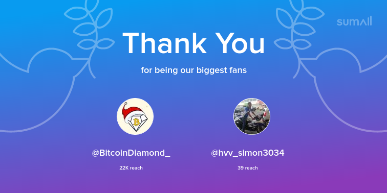 Our biggest fans this week: BitcoinDiamond_, hvv_simon3034. Thank you! via sumall.com/thankyou?utm_s…