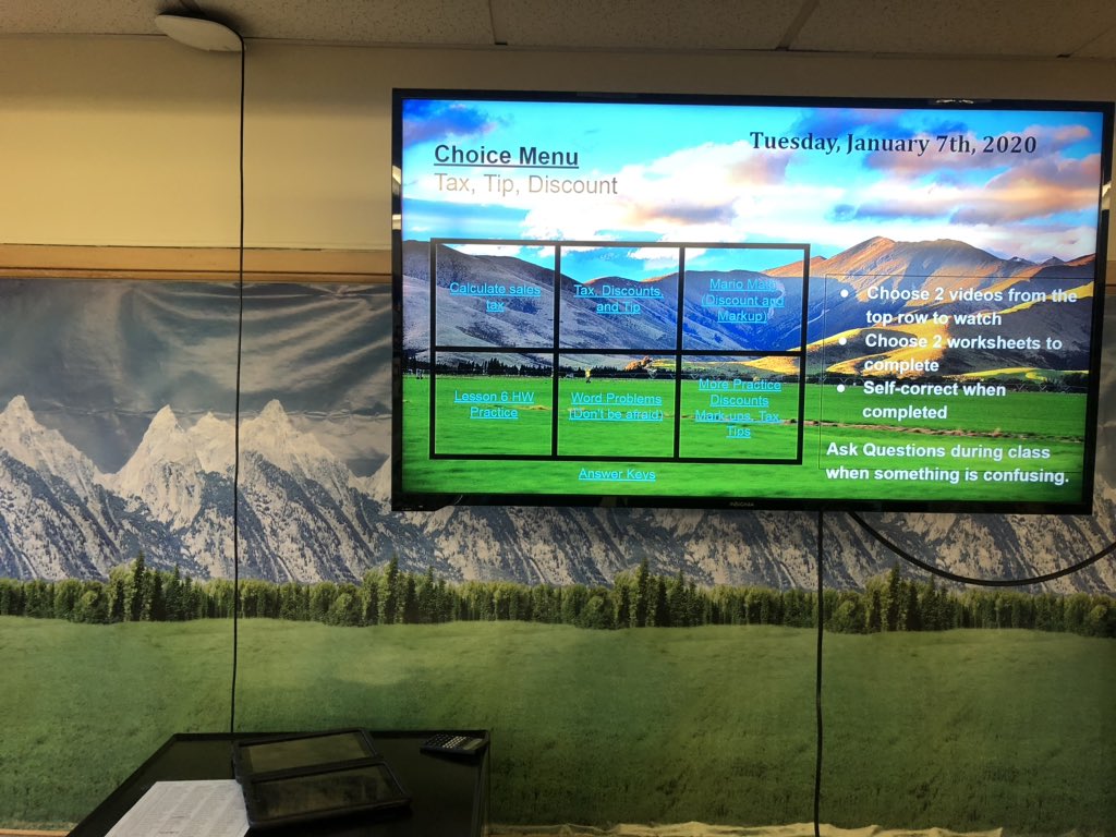 Choice menu allowed for 7th grade students to work on what they need, vs doing work for the sake of doing work. #UDL #bellinghamps #iteachmath