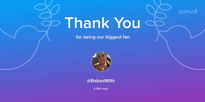 Our biggest fans this week: BabesMilfs. Thank you! via https://t.co/21GqVZPVp7 https://t.co/BPyrHJB5