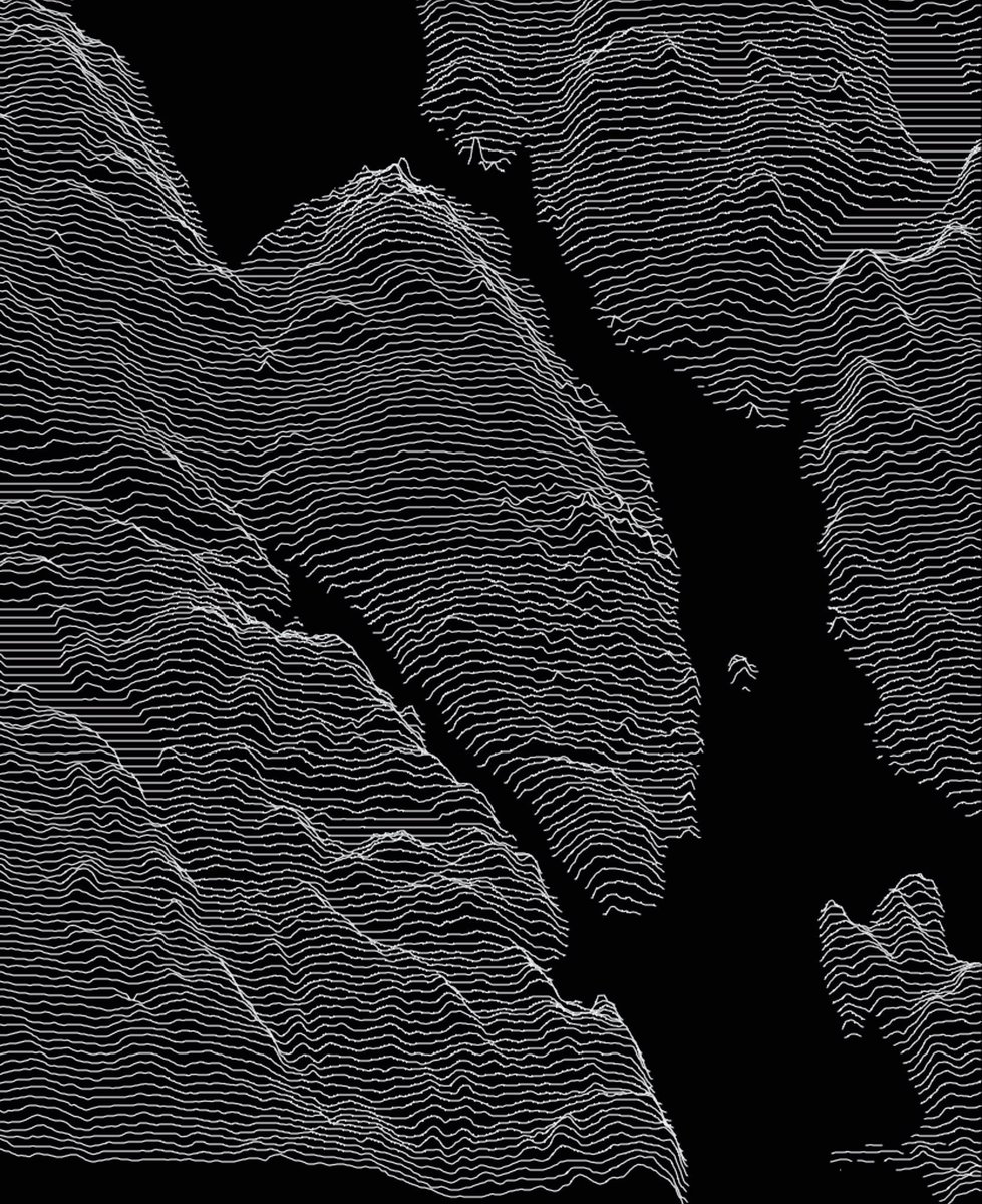 HeyCornpusher's tweet image. The Halifax Peninsula, in the style of Joy Division’s Unknown Pleasures.