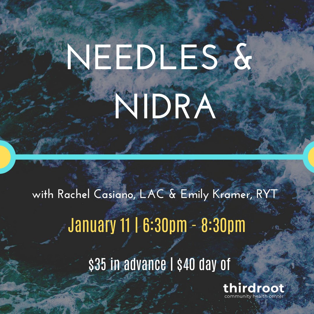 thirdrootclinic's tweet photo. Its only the first week and already we need to be reminded of the benefits of relaxation and community consciousness. Come by our Needles and Nidra space this weekend, where we combine healing modalities that have gentle and transformative power. No missiles allowed. https://t.co/zPTmmPpXig