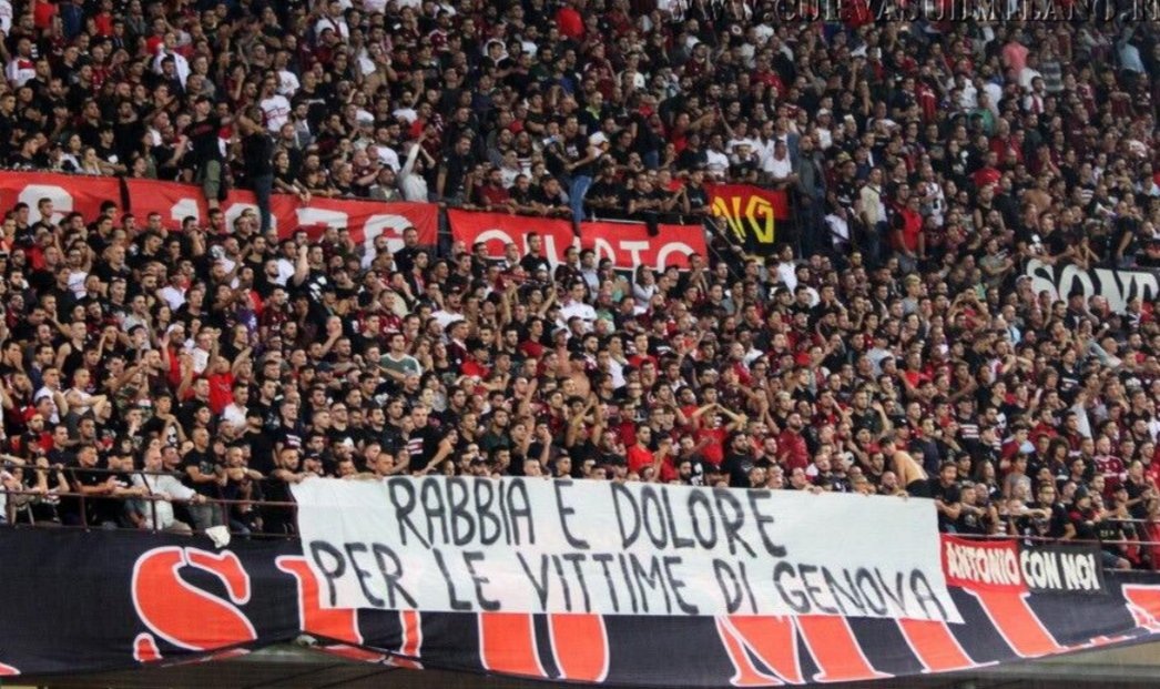 mauro_suma's tweet photo. Nessun fondamento, nessun coro avvertito dalla Procura e dagli SLO dei due club (anche Samp). L'unica cosa che storicamente ha fatto la curva rossonera, sulla tragedia del ponte Morandi, e' stata solidarizzare. Questa è la pura e semplice verità. https://t.co/okAzIqnXZf
