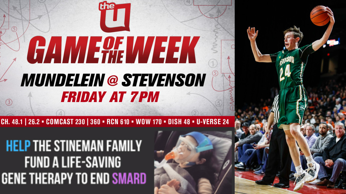 stevensonhs's tweet photo. Friday's @SHS_BHOOPS game against Mundelein at 7 p.m. is the @wciu game of the week with activities benefitting @smashSMARD. The @TheJamTVShow will also feature Patriots beginning at 6 a.m.
• Channel guide: https://t.co/2EQTuNJOg5 
• Gameday info: https://t.co/jMW3GT0vwk https://t.co/IcAsjtxDi3