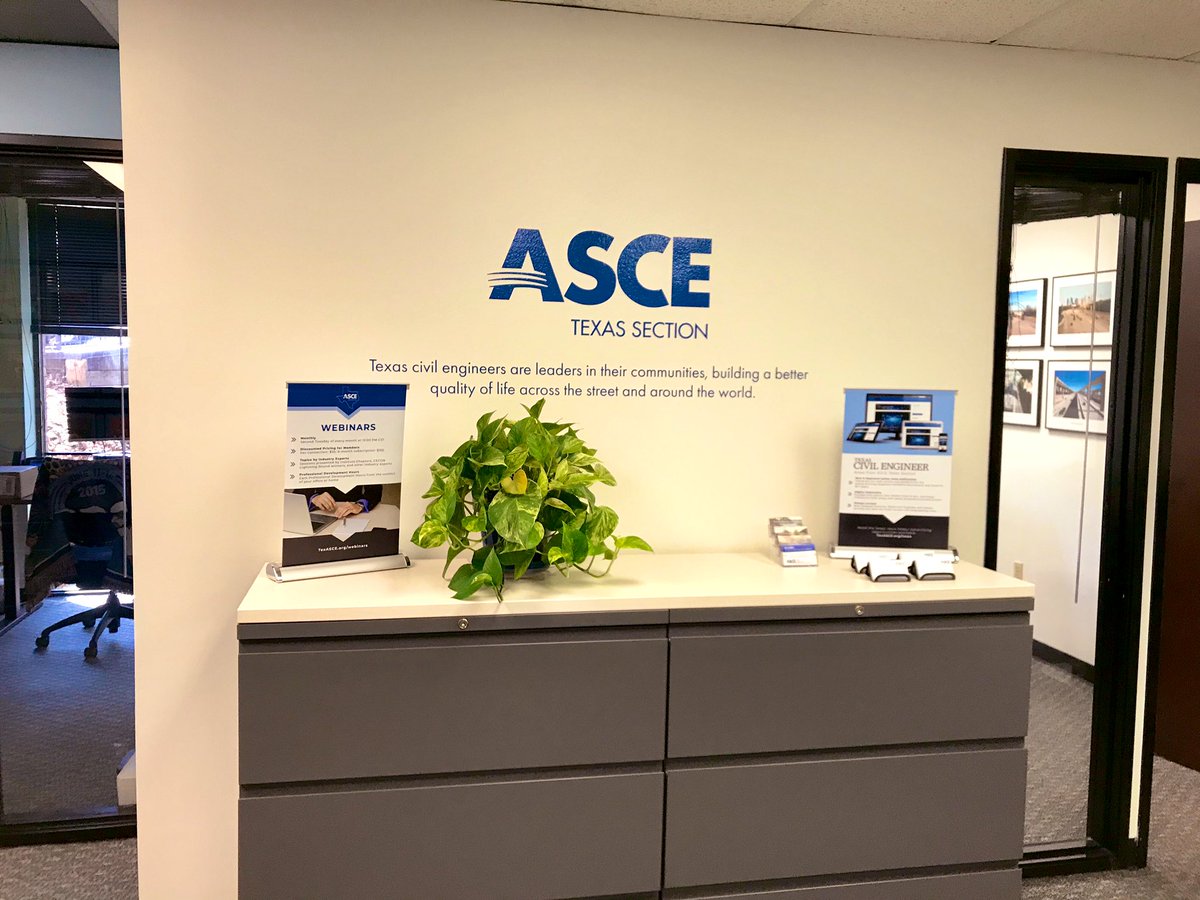 TEXASCEtweets's tweet photo. New Year, new office sign! We’ve been refreshing our space over the holidays. You’re welcome to visit us the next time you’re in #ATX ... we have #WiFi and #conferenceroom space.
#officedesign #staffprojects #TexASCE #visionstatement https://t.co/MIINPfAw1N