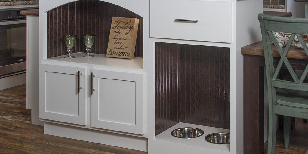 #kbtribechat A3. My next home will have one of these. My furry boys move their bowls around when they eat which leads to me tripping over said bowls. I really like this idea. Photo: <a href="/Champion_Homes/">Champion Homes</a>