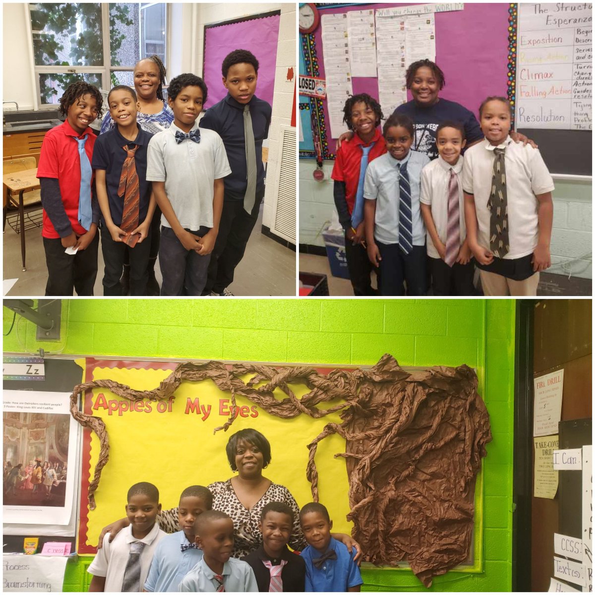 SampsonWebber's tweet photo. Tie Tuesday is now Grades 3 - 8.  Changing our culture one child at a time.  #DPSCDStrong #DPSCDSTUDENTSRISE #SampsonAcademyRising https://t.co/inMzmFiCAn