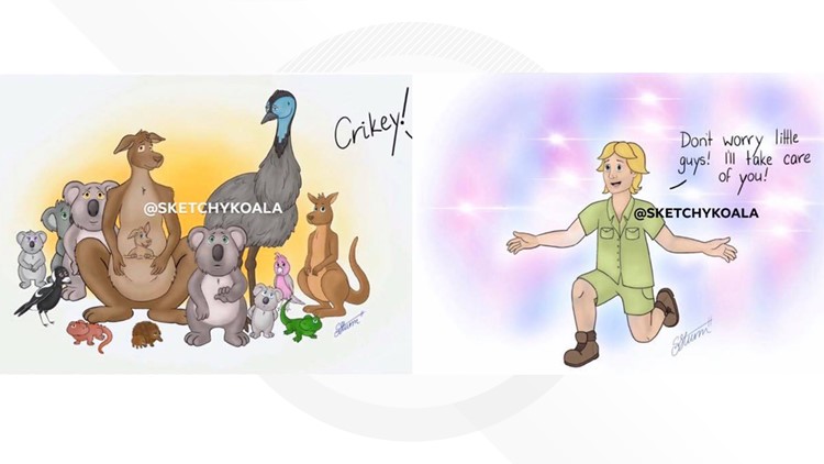 THV11's tweet photo. Cartoon of Steve Irwin welcoming animals killed in Australian bushfires has people in tears

https://t.co/fyKxaVIhfI https://t.co/wDdKDYufPF