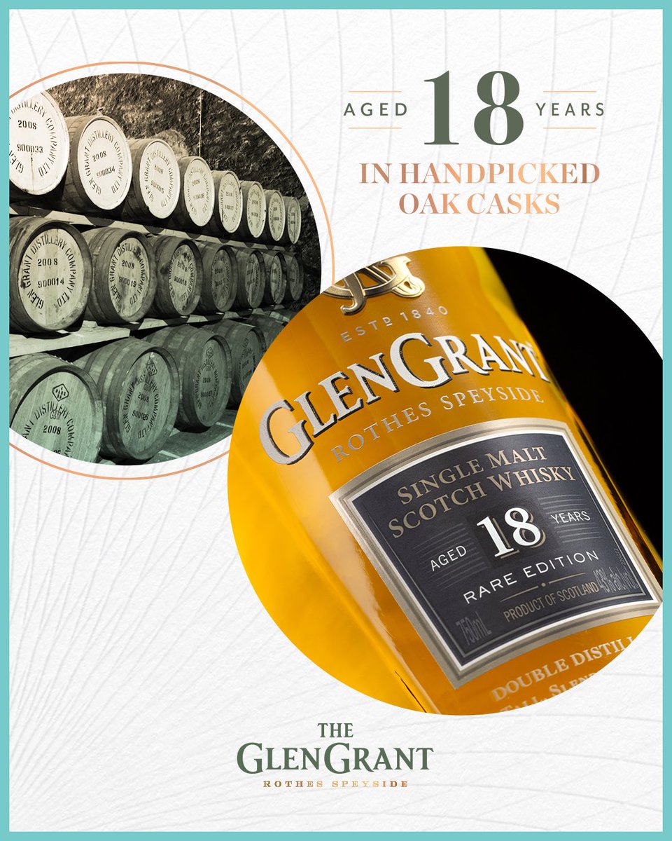 This unrivaled Single Malt Scotch Whisky matures in the highest quality, handpicked oak casks for 18 years. All you have to do is enjoy it now.

#18Year #glengrant #glengrantwhisky #scotch #singlemalt #singlemaltscotch #sip #drinkresponsibly #oak