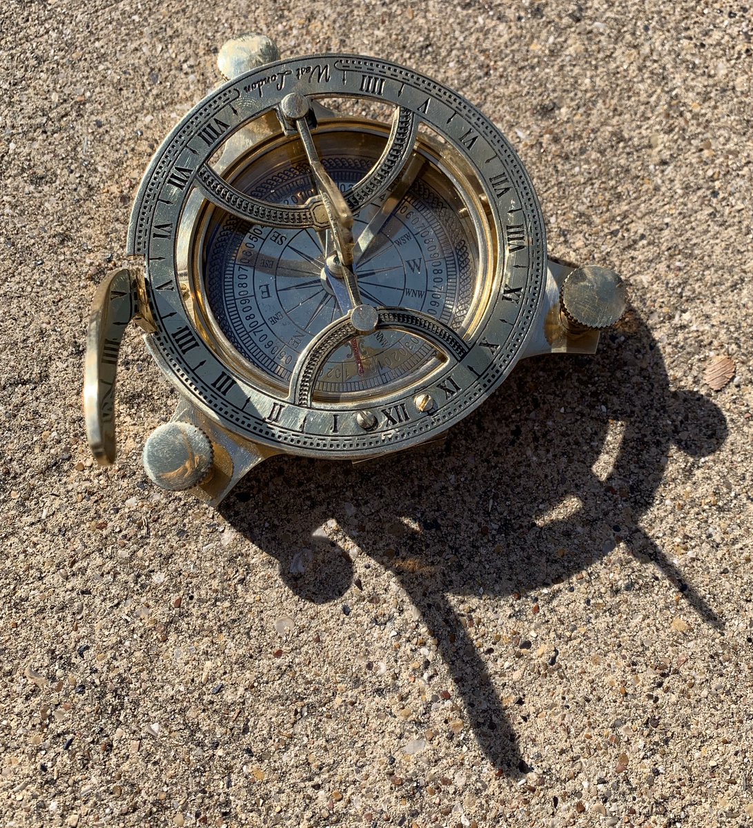 TollingerT's tweet photo. Mini lesson on sundials! (One of my students got a sundial for Christmas.)  Perfect timing with our discussion of shadows. @RiddleElem @mcleodl #fisdelemsci #shadowscience https://t.co/yHBOJ3amXM