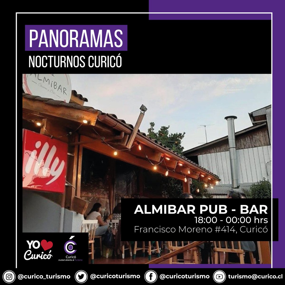 CuricoTurismo's tweet photo. PANORAMAS NOCTURNOS CURICANOS
Estas vacaciones aprovecha de disfrutar de cada uno de los panoramas que ofrecen estos lugares, desde peliculas hasta restaurantes nocturnos.
#DublinerRestoBar #AlmibarPubBar #VictoriaBar #LanzasyFuego
#DestinoCuricó #EligeCuricó https://t.co/2LUHbt0kbH