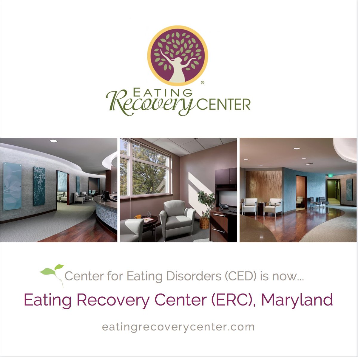 New Name. Same Commitment to Quality Care &amp; Evidence-Based Treatment. After 30+ years of serving the Maryland community, we couldn't be more excited to join the largest and most trusted network for #eatingdisorders treatment in the nation, ERC! <a href="/EatingRecovery/">Eating Recovery Center</a>