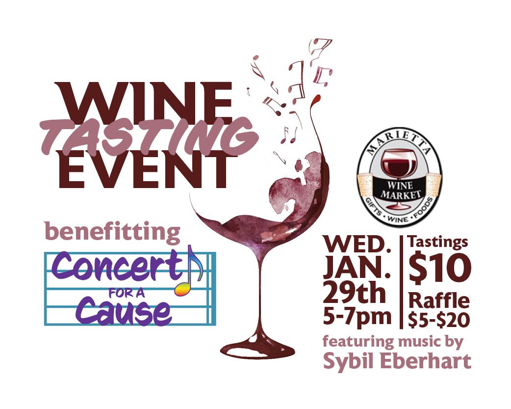 CFAC_mt's tweet image. Come out to Marietta Wine Market for Wine Wednesday. All profits from the tastings and raffle will support grants offered by Concert for a Cause Inc. #winetasting #winewednesday #musictherapy #mariettawinemarket #marietta #mariettasquare #concertforacausemt #musiceducator