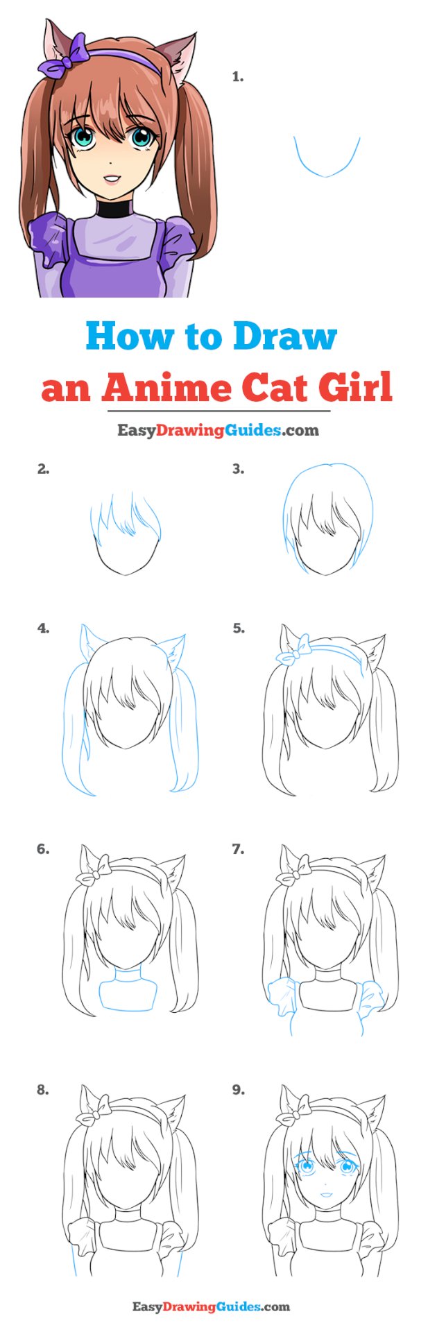 how to draw anime girl, Easy anime drawing
