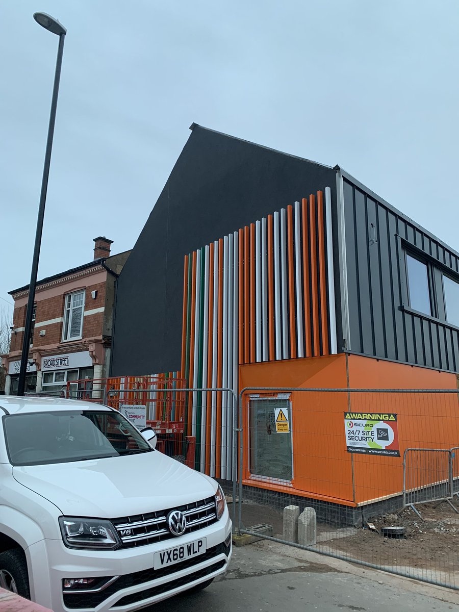 hurney86's tweet image. This is why I love my job not always plumbing putting up all these @Guttercrest rainwater pipes to create this design on a new community meeting hall in Coventry. Love doing something different will look good when it’s complete