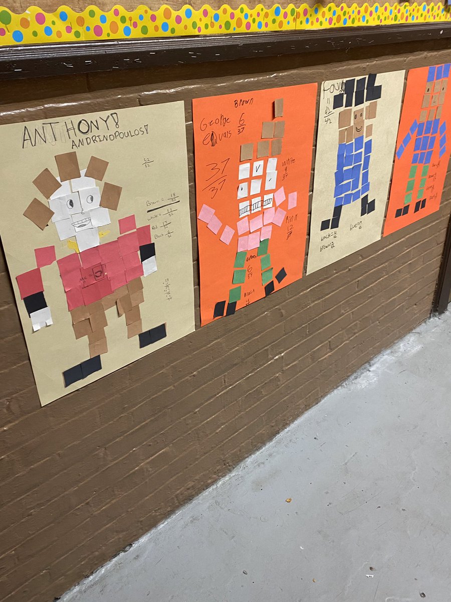 RSVschool's tweet image. Ms. Lott and Ms. Mule’s fourth grade math class created fraction people. #wellovefractions #fractionsarefun