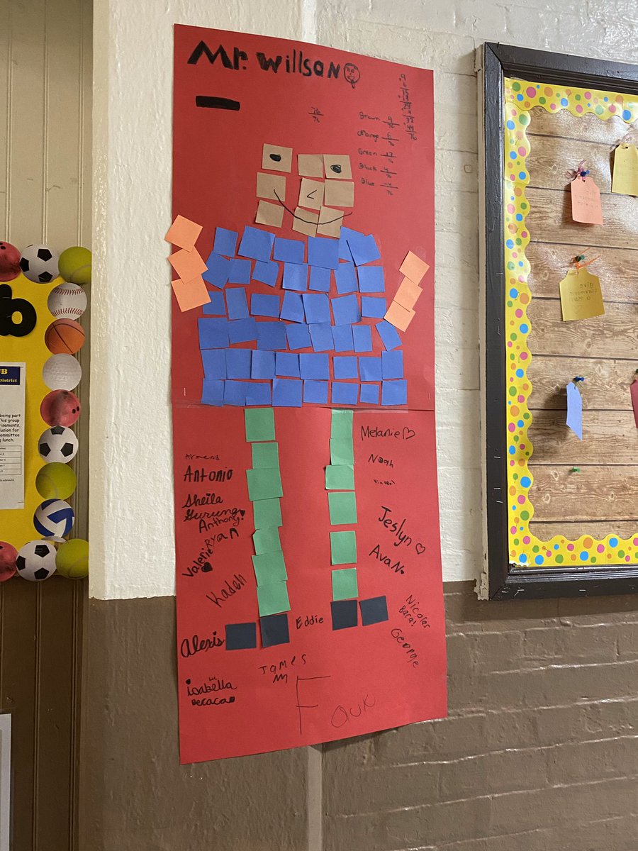 RSVschool's tweet image. Ms. Lott and Ms. Mule’s fourth grade math class created fraction people. #wellovefractions #fractionsarefun