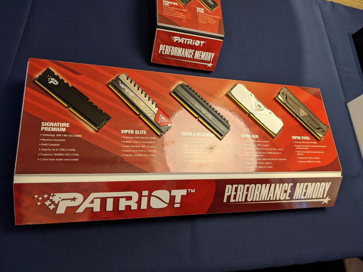 ModMyMods's tweet photo. A quick stop at @patriot_viper to see some of the new products on display
.
.
All the storage and RGBs!
.
.
#CES #CES2020 #NEW #SSD #M.2 #VIPER #patriot #memory #RAM #pchardware #computer #computerparts #diy #custompc #RGB #Argb #DigitalRGB https://t.co/XgnP3Rxqts