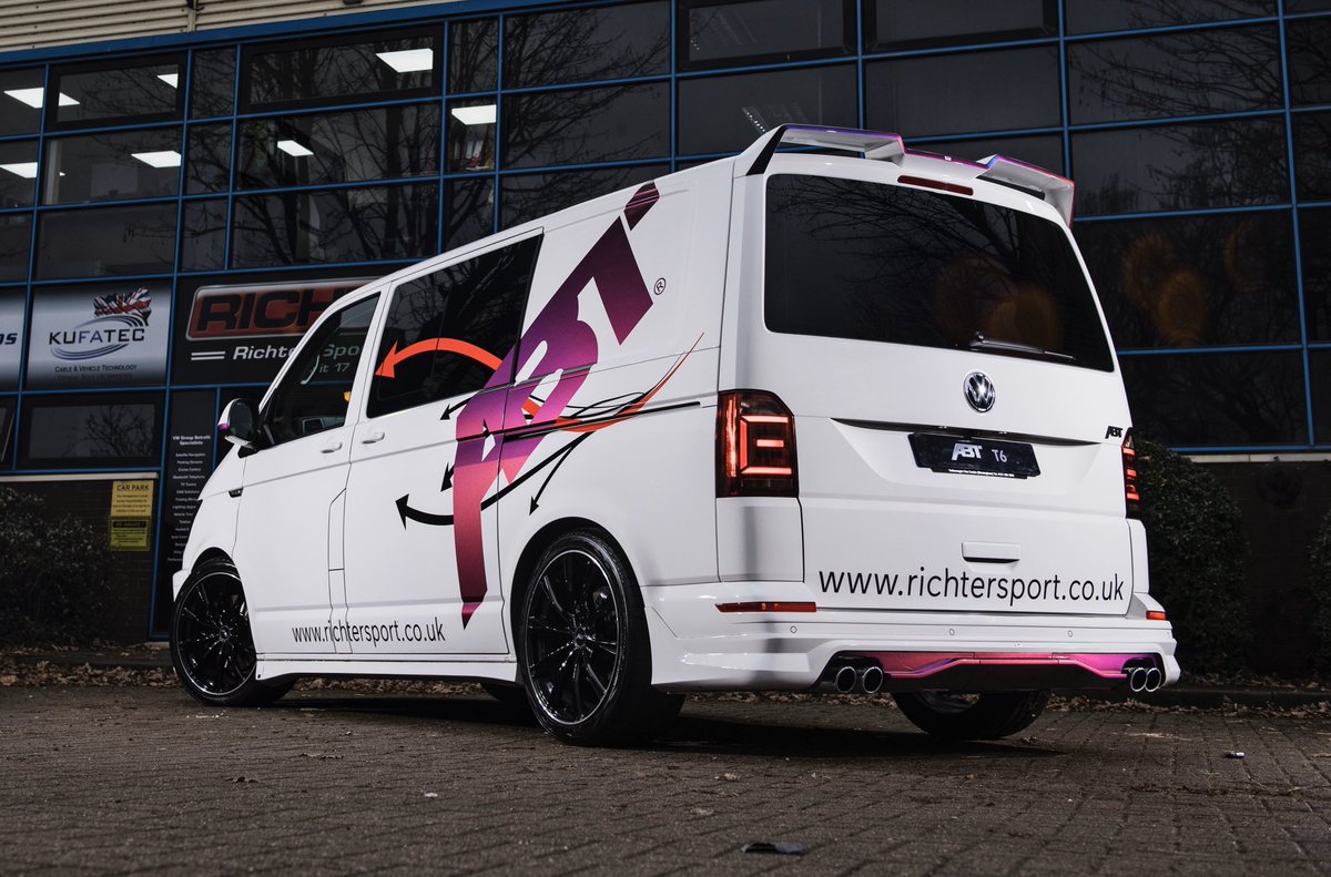 abt_uk's tweet photo. FOR SALE‼️ Huge spec T6 204DSG highline 4motion, 2019/69, LED head+tail lights, comfort dash, twin electric sliding doors, electric tailgate, heated seats, NAV, car play, bulkhead, full ABT kit, Bilstein suspension, sound booster, carbon steering wheel and leather. £54,995 +VAT🌈 https://t.co/VxDw3IoY6U
