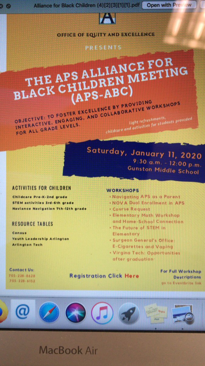 Great opportunity for families this Saturday, January 11 from 9:30 am - 12pm at Gunston Middle School.