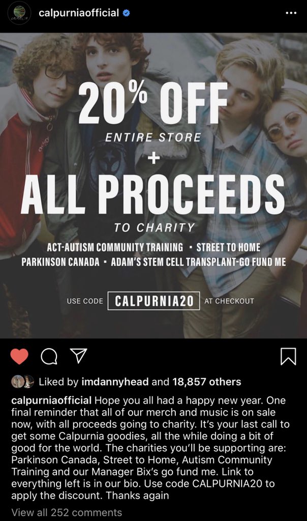 Finn Wolfhard Updates on Twitter "Via calpurniaband's IG Use Coupon Code CALPURNIA20 to