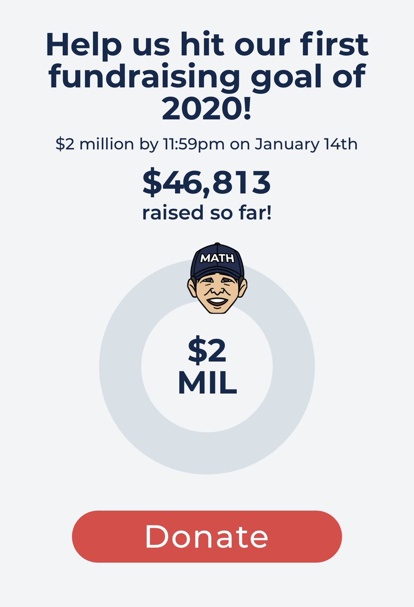 HumanityForYang's tweet photo. NEW FUNDRAISING GOAL: Hit $2M by 11:59PM on January 14th!  Donate today @ https://t.co/19mVnk93Yd #YangGang https://t.co/qlAcsHtHQJ