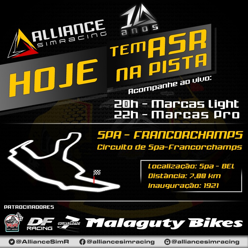 AllianceSimR's tweet image. Hoje tem start #ASR10anos ! Logo mais no tradicional circuito de SPA, nossos pilotos recebem bandeira verde para T1/2020 @f1brasilclube nas categorias Marcas Light e Pro. Siga a transmissão, ao vivo, direto do canal do F1BC no YouTube.