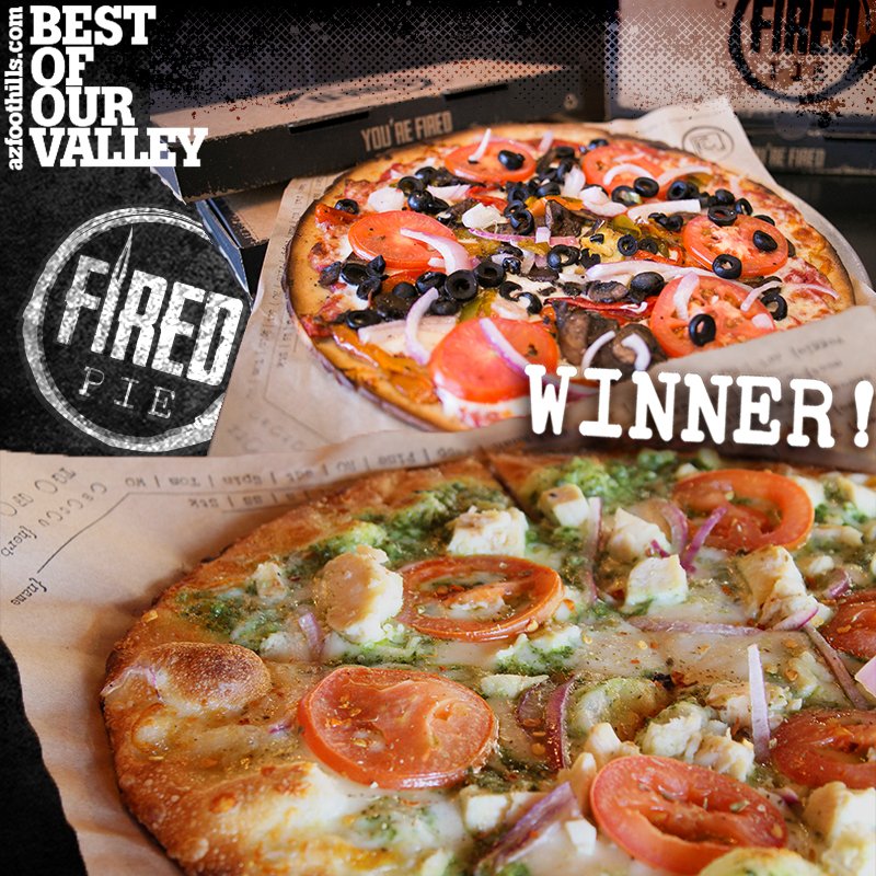 FiredPie's tweet photo. WE WON!
Thank you for everyone that voted Fired Pie as "Best Pizza" AND "Best Gluten-Free Menu" for Arizona Foothills Best of our Valley 2020!!! We couldnโt have done this w/out your support.
.
Yay!
.
#azfoothills #bestglutenfreemenu #bestpizza #firedpie https://t.co/dDurj1JxyI