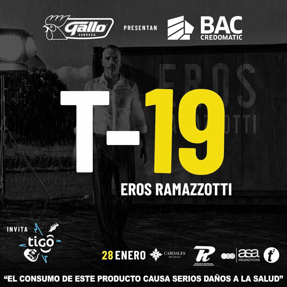 publicanetgt's tweet photo. Faltan 19 días 🎶
El concierto de Eros Ramazzotti está cada vez más cerca! #VitaCeNè se acerca a Guatemala, ya estamos contando los días, recuerda que al comprar tus entradas con tarjetas de BAC Credomatic obtienes un 10% de descuento!! https://t.co/cVgjLrLHBv
