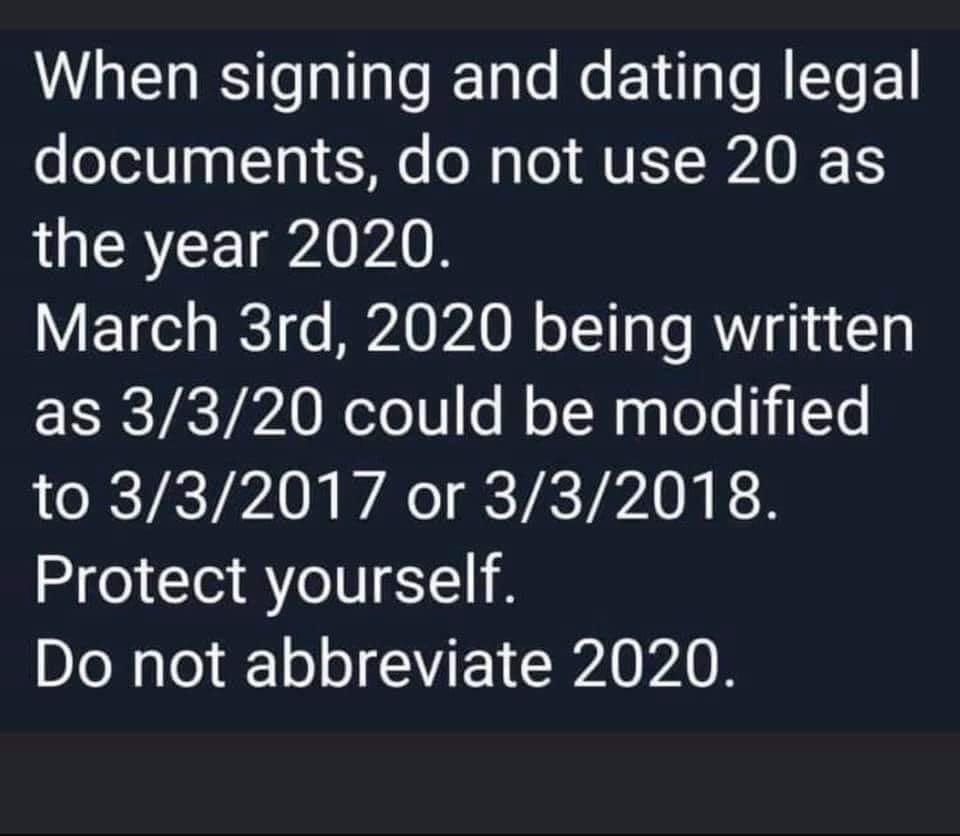 Use caution when trying to abbreviate the year 2020.