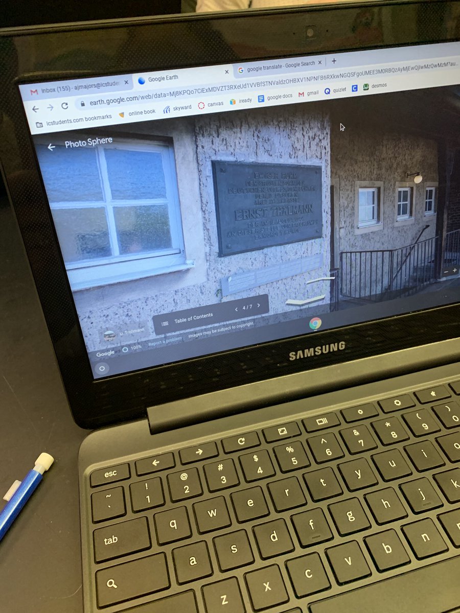 GroszekTeach's tweet photo. My students traveled virtually to Europe today to see several of the concentration camp memorial sites including Auschwitz, Dachau, and Bergen-Belsen among others. @Grimmer_Glads @LCSCedtech https://t.co/QT132upGkN
