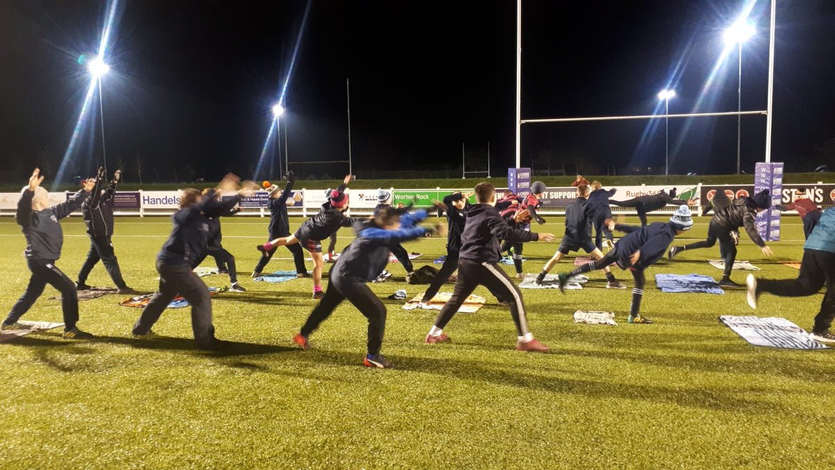 udy_jo's tweet photo. Broga for U12βs @StourbridgeRFC tonight. Learning the importance of core strength & stretching. Well done boys. #wearestour https://t.co/qxNNQD3ous
