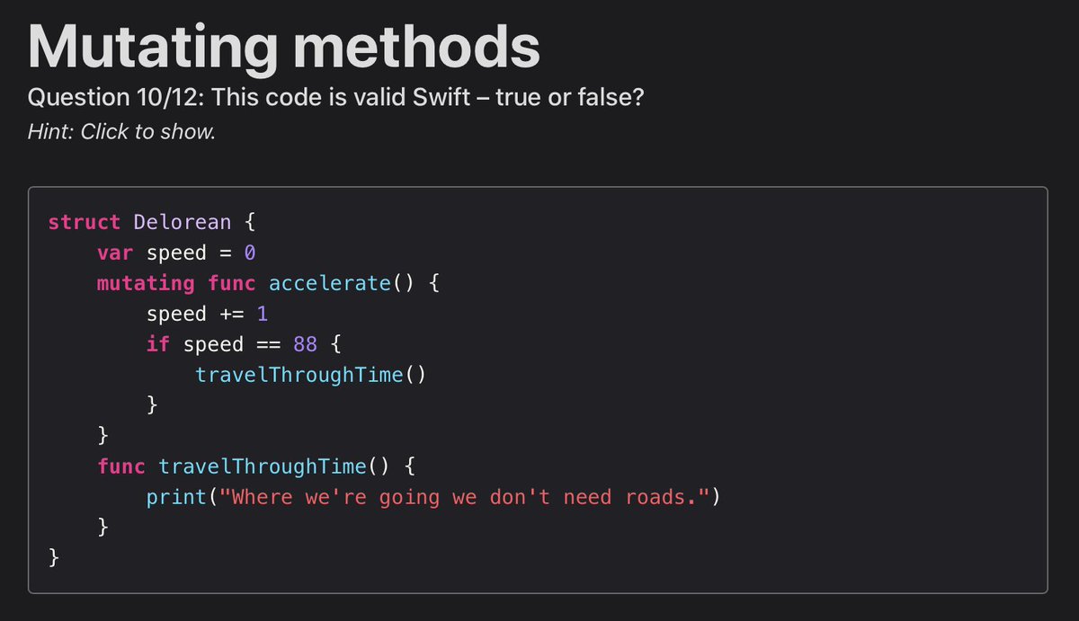  Completed day 8 of  #100DaysOfSwift  #100DaysOfSwiftUIFew new things for me today, but here are two of my favorite questions so far! :D