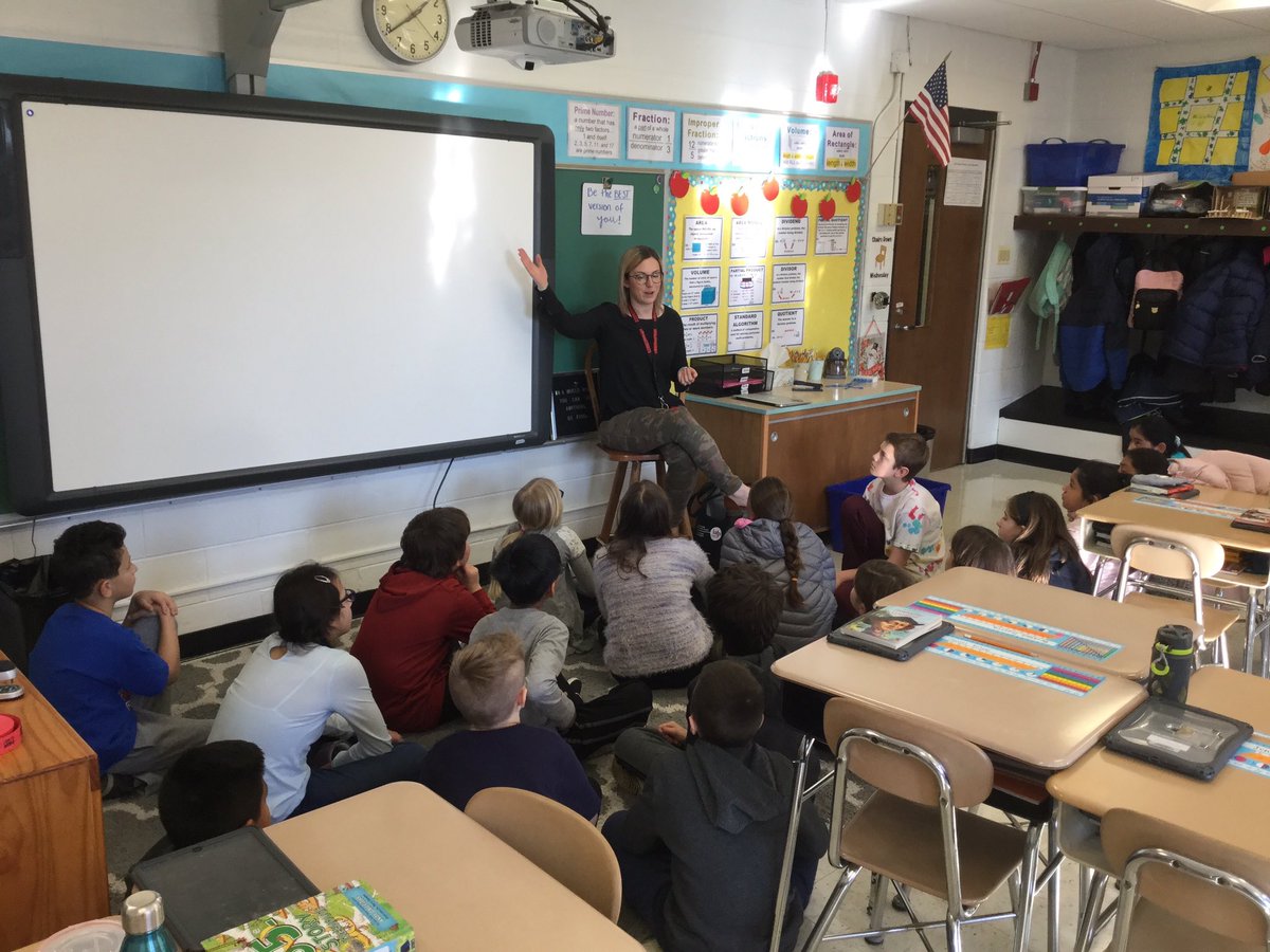 MissWessel5's tweet photo. 5th graders are excited to start their next novel studies, which all have a main character with a disability. Thanks @CsullivanD23 and @Ms_Emberton for giving background knowledge and talking about what you do! #Proud2BD23 #SullivanRocks #PeopleFirst https://t.co/djiXln4QiZ