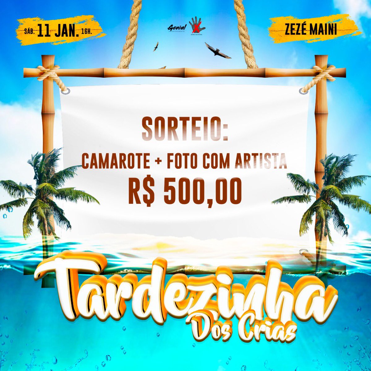 TardezinhaPROD's tweet photo. ❌❌  SORTEIO  ❌❌

Quer curtir a Tardezinha de camarote? Tirar foto com todos os artistas e ainda levar R$500,00 pra casa? 

Só seguir os passos abaixo👇🏼

1º- Retweetar esse tweet 

2º- Citar marcando 3 amigos 

3º- Confirmar presença no evento: https://t.co/g4o0i0dW7H https://t.co/qh9VQpyepc