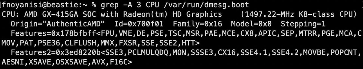 Yay!... It appears my AMD CPU supports VRI feature and I am able to run #bhyve on my little HP ThinClient server.

Now, I can host a FreeBSD-CURRENT system on my 12.1-RELEASE to test some fun stuff.

#FreeBSD #bhyve