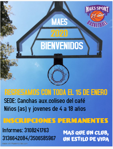 MAESSPORT's tweet photo. AQUÍ VAMOS 2020, FAMILIA MAES INICIAMOS NUESTRAS ACTIVIDADES EL DÍA 15 DE ENERO, LLENO DE MUCHOS SUEÑOS, RETOS Y TRABAJO DURO PARA ALCANZAR TODOS NUESTROS OBJETIVOS. LOS ESPERAMOS!! https://t.co/7IkXUGjGCl