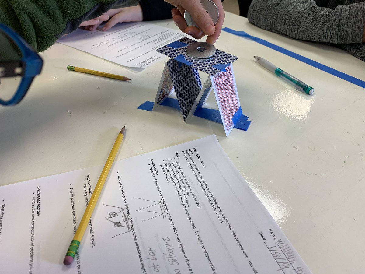 New semester, new classes and kids. Doin’ a little activity in #CTE Adv Tech working with constraints, defining problems and planning. We had fun too. #middleschool #STEM